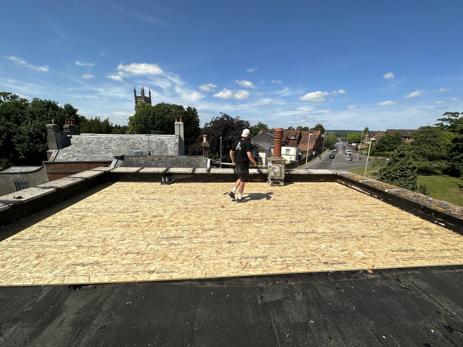 Commercial roof replacement deck stage